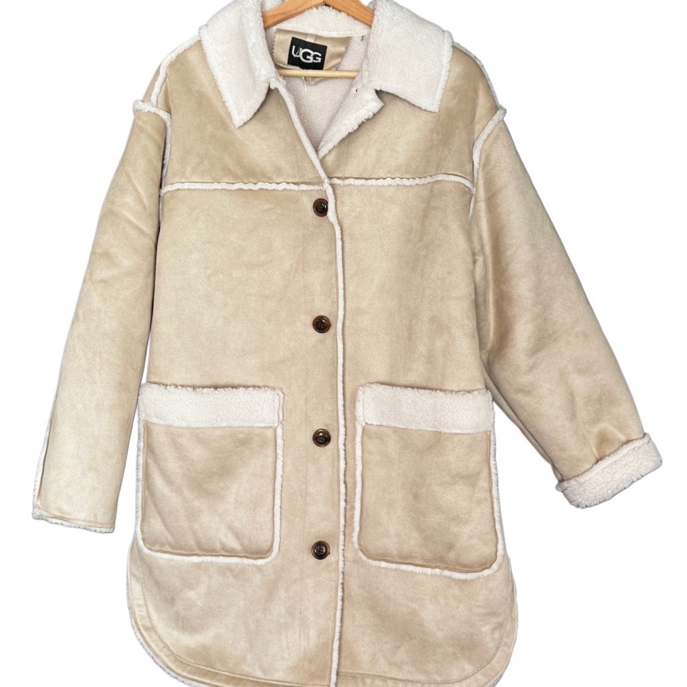 NEW!! UGG Coat in Cream and Tan Vegan - Picture 1 of 10